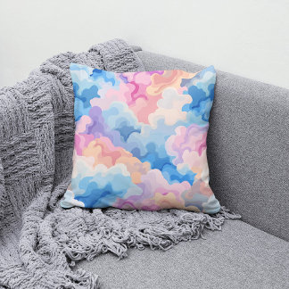 Dreamy Pastel Abstract Cloud Pattern in Watercolor Throw Pillow