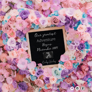 dreamy pastel bloom pregnancy announcement 