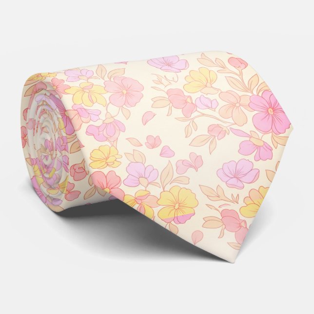 Dreamy Pastel Blossom Tie (Rolled)
