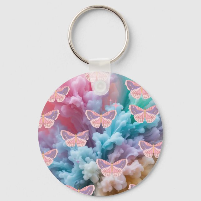 Dreamy Pastel Butterfly Bliss Keychain (Front)