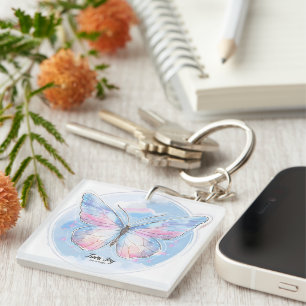 Dreamy Pastel Butterfly Sticker Soft Aesthetic Keychain
