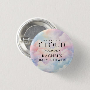 Dreamy Pastel Cloud Nine Baby Shower 1 Inch Round Button