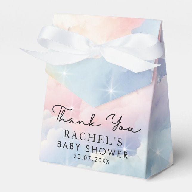 Dreamy Pastel Cloud Nine Baby Shower Favor Box (Front Side)