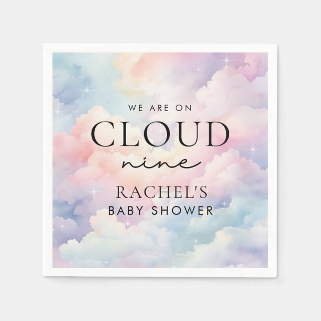 Dreamy Pastel Cloud Nine Baby Shower Napkin (Front)