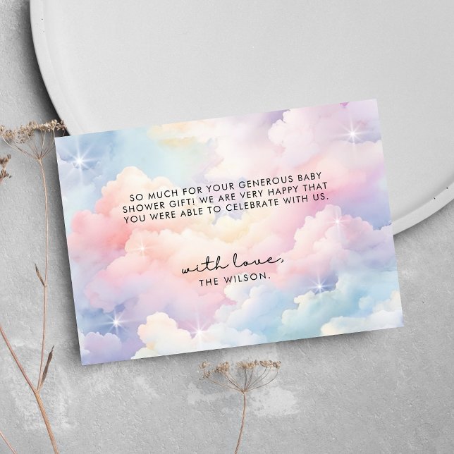 Dreamy Pastel Cloud Nine Baby Shower Thank You Card (Creator Uploaded)