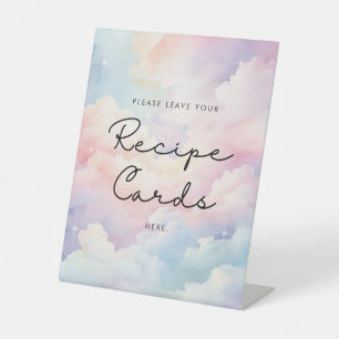 Dreamy Pastel Clouds Recipe Cards Bridal Shower Pedestal Sign