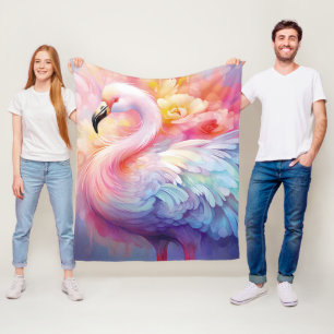 Dreamy Pastel Flamingo Fantasy Art Fleece Blanket
