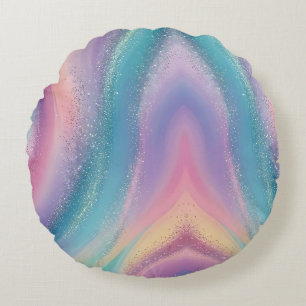 Dreamy Pastel Galaxy Abstract Art Design Round Pillow