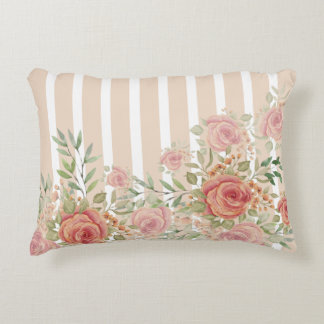 Dreamy Pastel Garden Striped Accent Pillow