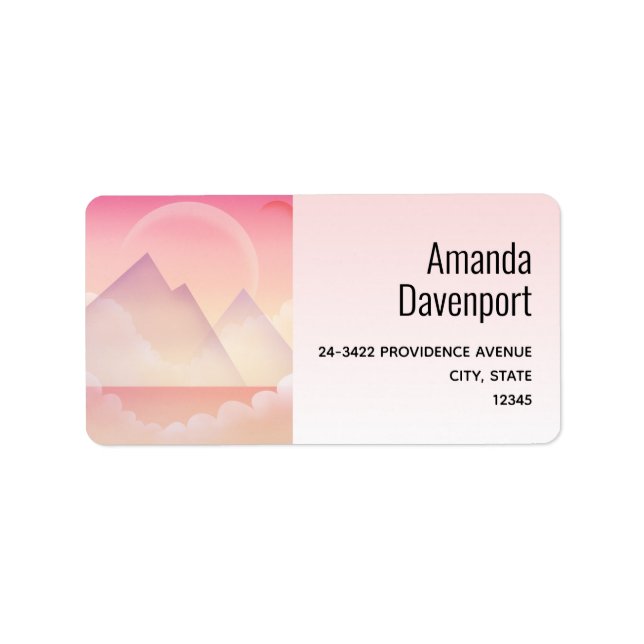 Dreamy Pastel Mountain Landscape Address Label (Front)