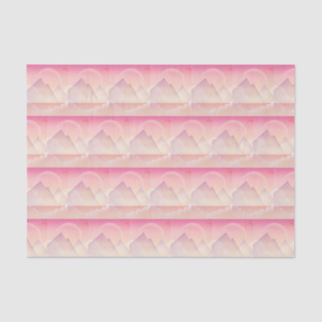 Dreamy Pastel Mountain Landscape Pattern Tissue Paper (Front)