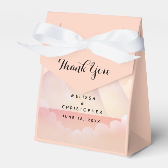 Dreamy Pastel Mountain Landscape Wedding Favor Box (Front Side)
