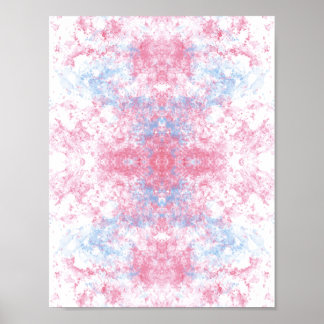 Dreamy Pastel Pink and Blue Watercolor Abstract Poster