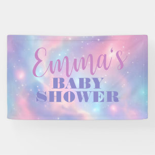 Dreamy Pastel Pink Blue Cosmic Starry Galaxy Banner