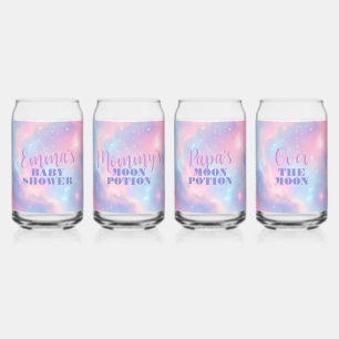Dreamy Pastel Pink Blue Cosmic Starry Sky Can Glass