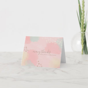 Dreamy Pastel Pink Modern Abstract Art Wedding Thank You Card