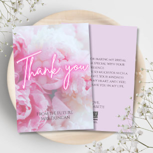 Dreamy Pastel Pink Peonies Floral Carte de remerci
