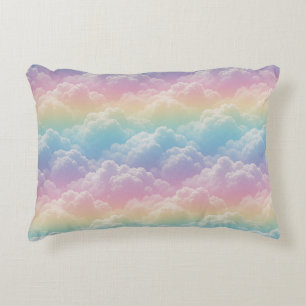 🌈 Dreamy Pastel Rainbow Cloud Sky Style ☁️ Accent Pillow