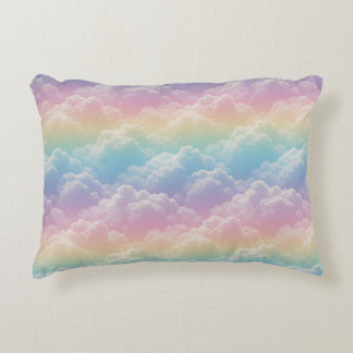 🌈 Dreamy Pastel Rainbow Cloud Sky Style ☁️ Accent Pillow