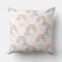 Dreamy Pastel Rainbow Nursery Pillow | Watercolor