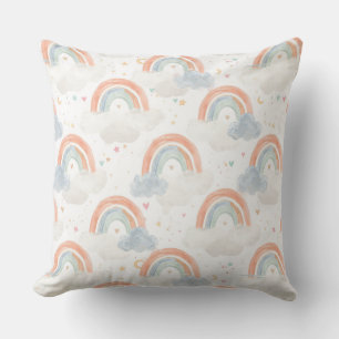Dreamy Pastel Rainbow Nursery Pillow Watercolor