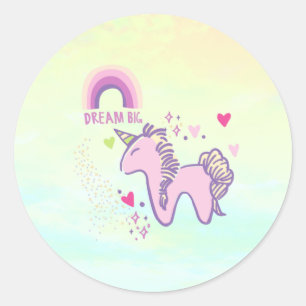 Dreamy Pastel Rainbow Unicorn  Classic Round Sticker