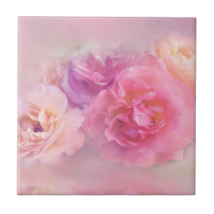 Dreamy Pastel Roses   Tile
