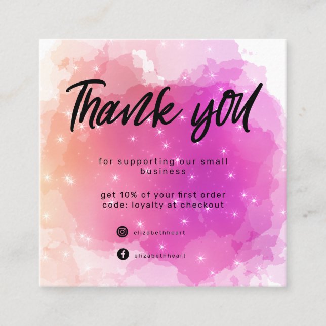 dreamy pastel sky splash business thank you card (Front)
