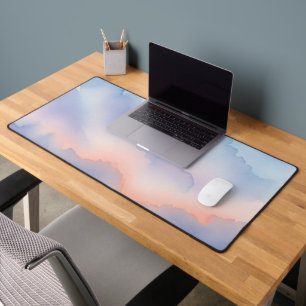 Dreamy Pastel Sunset Watercolor Abstract Desk Mat