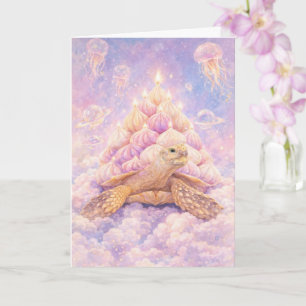 Dreamy Pastel Zefir Birthday turtle in clouds  Card