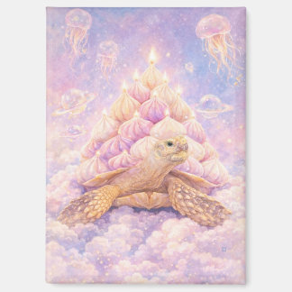 Dreamy Pastel Zefir Birthday turtle in clouds Magnet