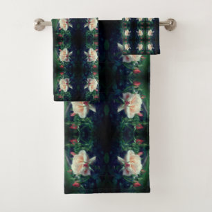 Dreamy Peach Rose And Buds Abstract Bath Towel Set