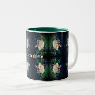 Dreamy Peach Rose And Buds Abstract Personalized Two-Tone Coffee Mug