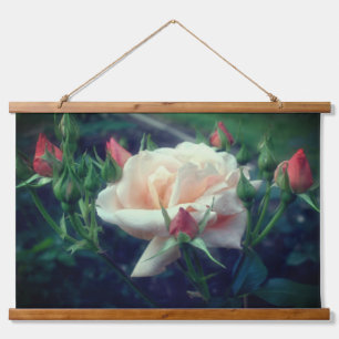 Dreamy Peach Rose And Buds   Hanging Tapestry