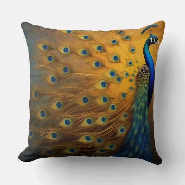 Dreamy Peacock Throw Pillow (Front)