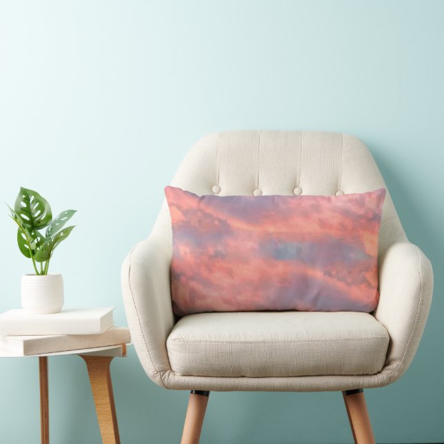 Dreamy Pink Aesthetic Sunset Clouds Lumbar Pillow (Chair)