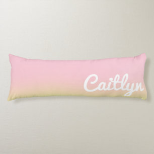 Dreamy Pink And Yellow Ombre White Name Teen Tween Body Pillow