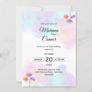 Dreamy Pink & Blue Wedding Invitations