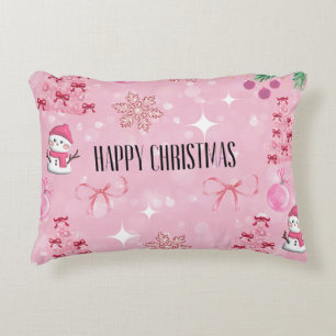 Dreamy Pink Christmas Pillow, Soft Girl Holiday❤️ Accent Pillow