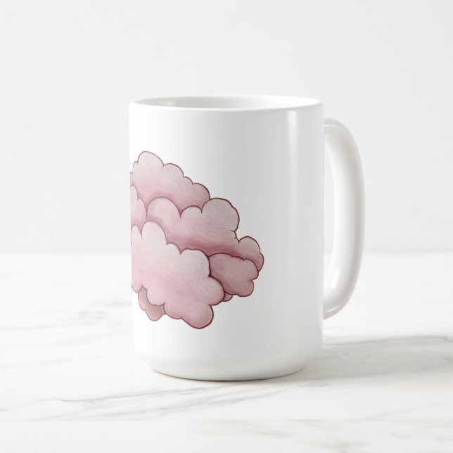 Dreamy Pink Clouds Design - Soft and Whimsical Coffee Mug (Front Right)
