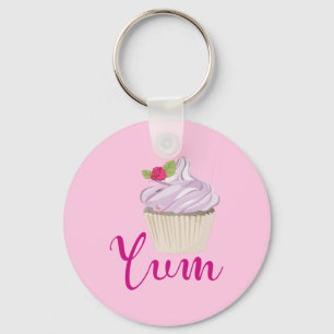 Dreamy Pink Cupcake with Raspberry Yum! Keychain