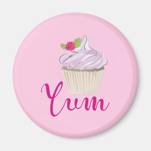 Dreamy Pink Cupcake with Raspberry Yum! Magnet