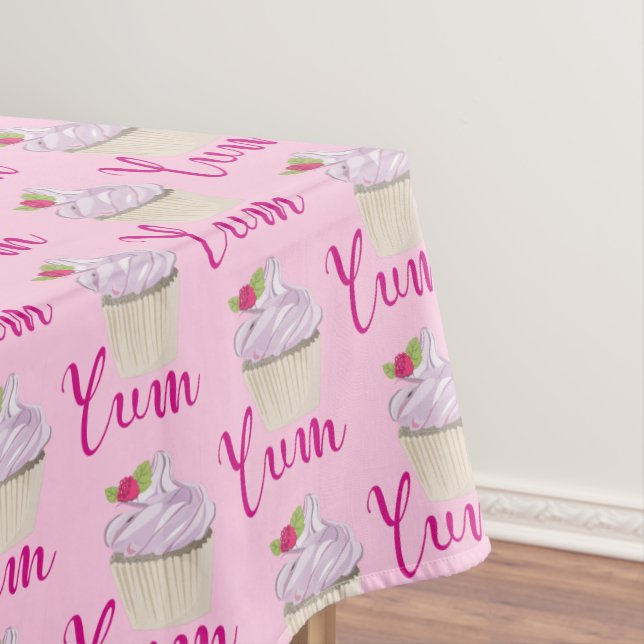 Dreamy Pink Cupcake with Raspberry Yum! Tablecloth (In Situ)