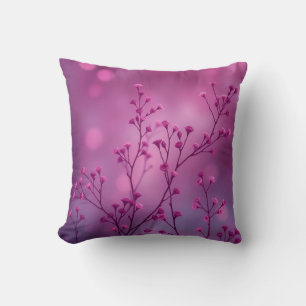 Dreamy Pink Floral Bokeh Throw Pillow
