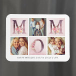 Dreamy Pink Floral MOM Photo Collage Mother's Day Magnet<br><div class="desc">Custom printed Mother's Day magnet personalized with your photo and text. This pretty design features MOM letters decorated with elegant pink watercolor flowers intermixed with a collage frame of your 3 custom photos. Add your personal Mother's Day message for mom, grandma or other special mother figure in your life. Use...</div>
