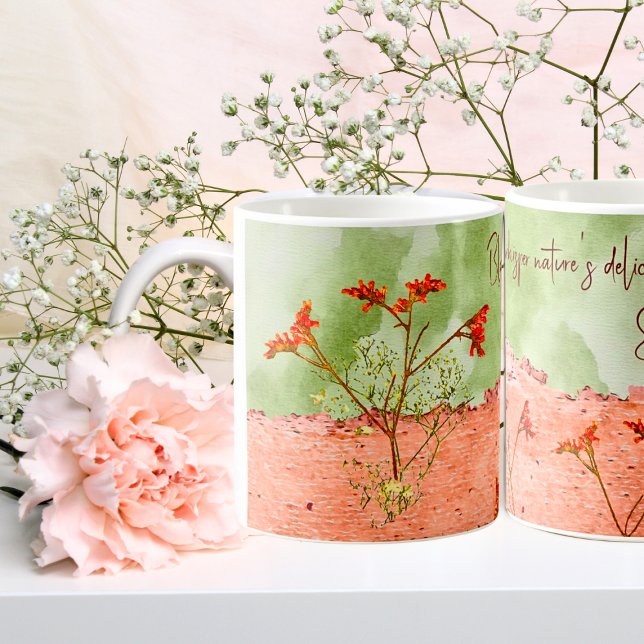Dreamy Pink Green Flowers Quote Inspirational  Coffee Mug (Creator Uploaded)