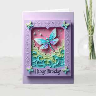 Dreamy Pink Insect Birthday Card