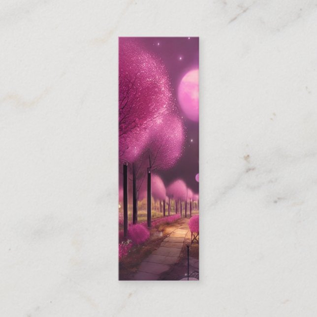 Dreamy Pink Nightscape Bookmark  Mini Business Card (Front)