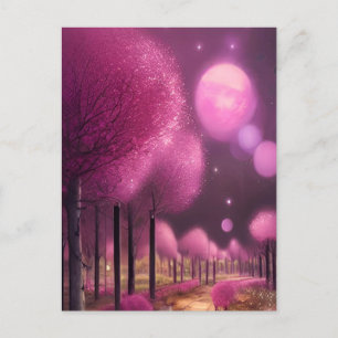 Dreamy Pink Nightscape Postcard
