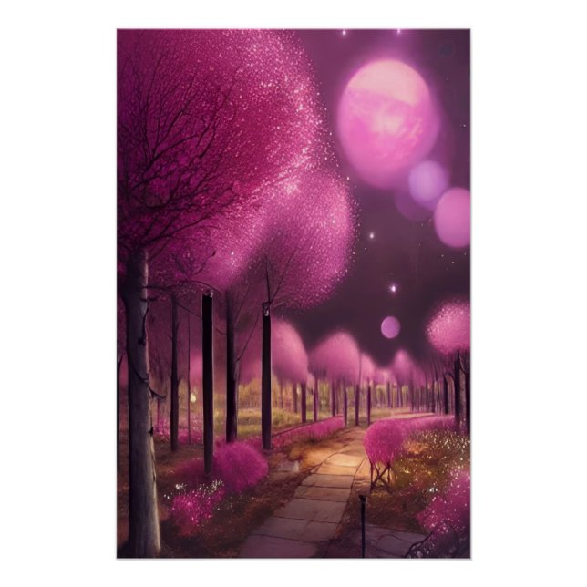 Dreamy Pink Nightscape Poster (Front)